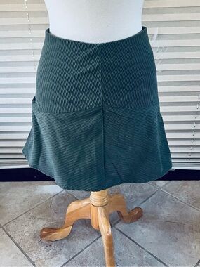 Corded A-Line Mini Skirt in Deep Green